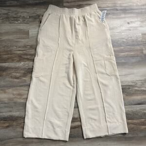 Urban Outfitters Ivory Waffle Knit Wide Leg Cargo Pants Women’s XL/XXL Boho NWT